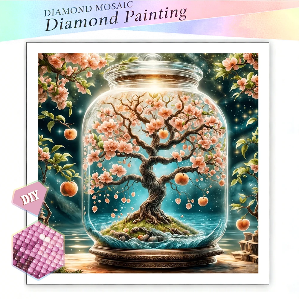 EverShine DIY-Diamantmalerei-Flasche, vollständig bestickt, Mosaik-Baum-Stickerei, Kirschblüten-Bastel- und Kunstbedarf-Set, handgefertigtes Geschenk