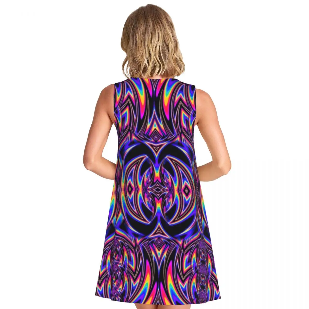 Child Of The Moon Women's Sleeveless Retro Style Outing Round Neck Dress Party Spaghetti Strap Dress