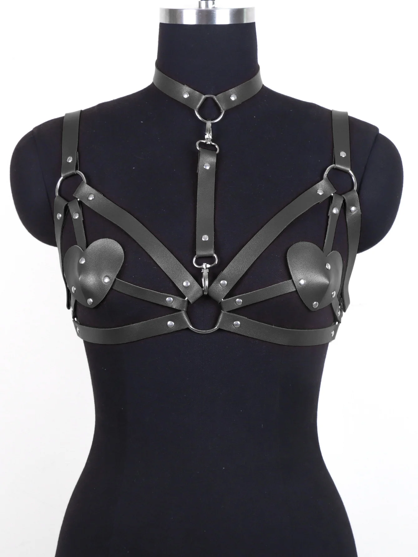 Arnés de pecho de cuero PU para chica Y2K, accesorio de corsé gótico Punk, traje de fiesta Rave, accesorio de arnés, moda