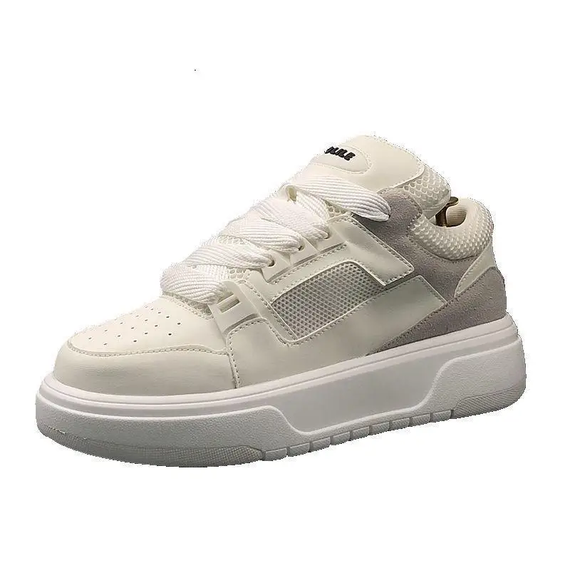 

White shoes 2025 summer new breathable mesh fabric height increasing sports and leisure board shoes men's shoes