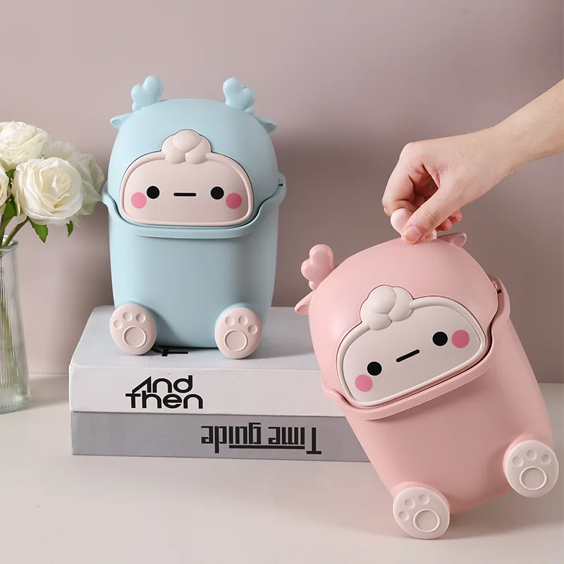 

Desktop Trash Can Cute Small Office Home Children's Desk Bed Side Table Waste Bin Garbage Can Recyclable Trash Container