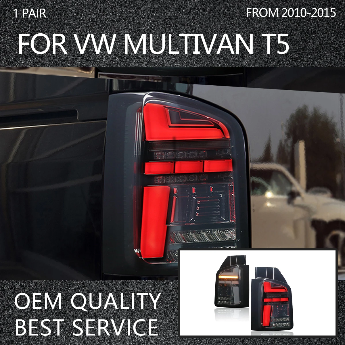 All LED taillight assembly old to new anti-rear-end For VW Volkswagen T5 Multivan / Caravelle 2010-2015 V2