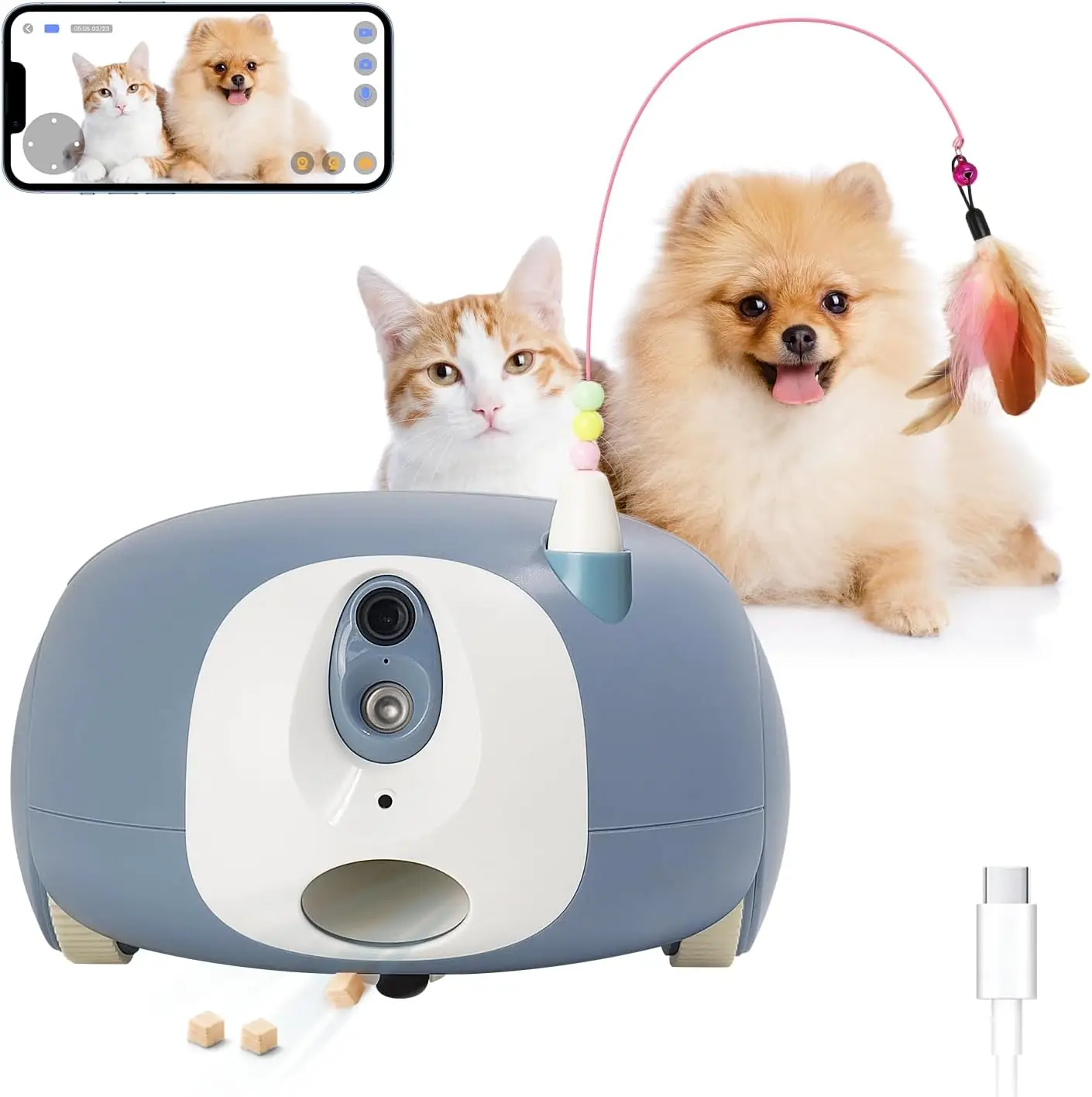 Distributeur de traitement de caméra pour animaux de compagnie, mangeoire automatique pour chat et chien, appareil photo coule, sucette de résubdivision