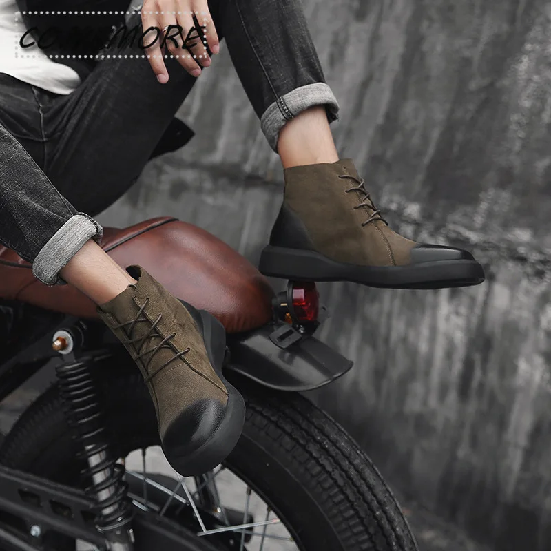 Soft Leather Ankle Men's Tactical Boots Outdoor Man Shoes Thick-sole Daily Walking Footwears Botas Hombre Women's Booties