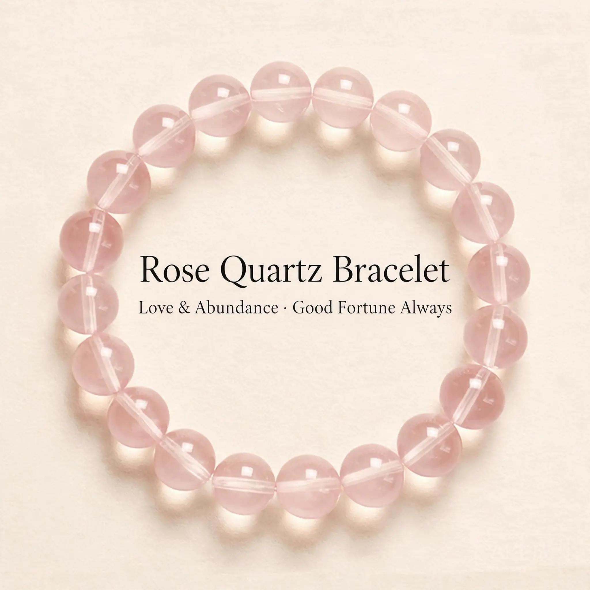 Natural Rose Quartz Handstring Bracelet Chinese Style Lucky Blessing Love Fortune Simple Beaded Jewelry For Women 8mm 10mm 12mm