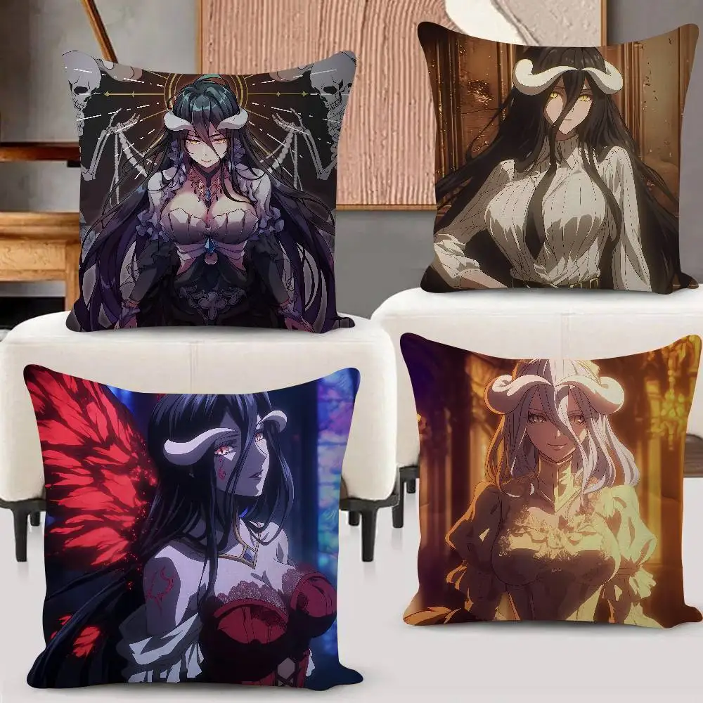 O-Overlord Albedo Anime Pillow Case For Sofa Decor Car Office Room Printing Cushion Cover Decorations And Protector