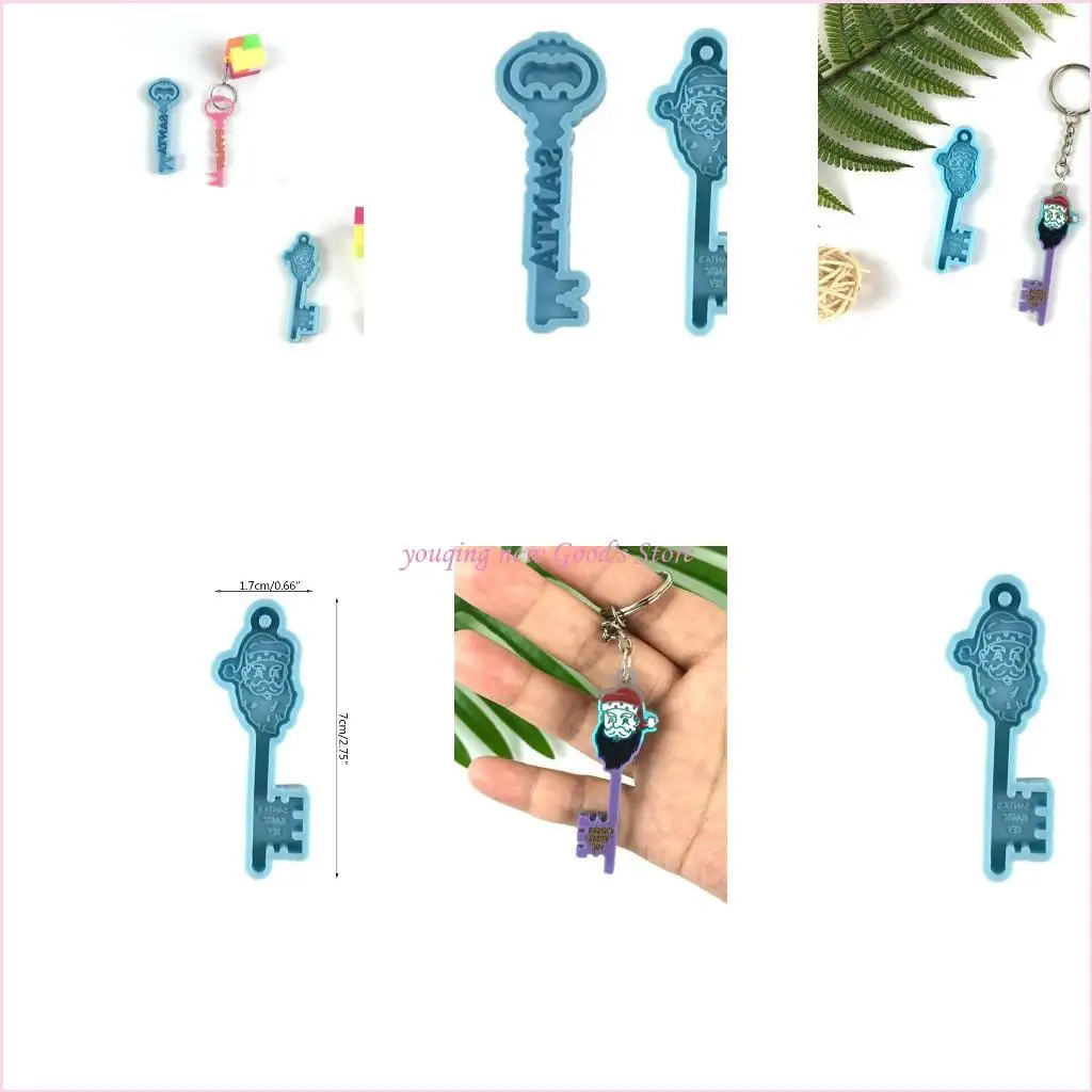 

57QA DIY Santa for Key Keychain Epoxy Resin Mold with Hole Pendant Mold