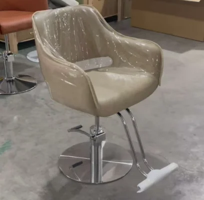 With Plastic CoverAdjustable Hydraulic Reclining Barber Chair Durable Beauty Salon Pump Stainless Base for 9 Years Warranty