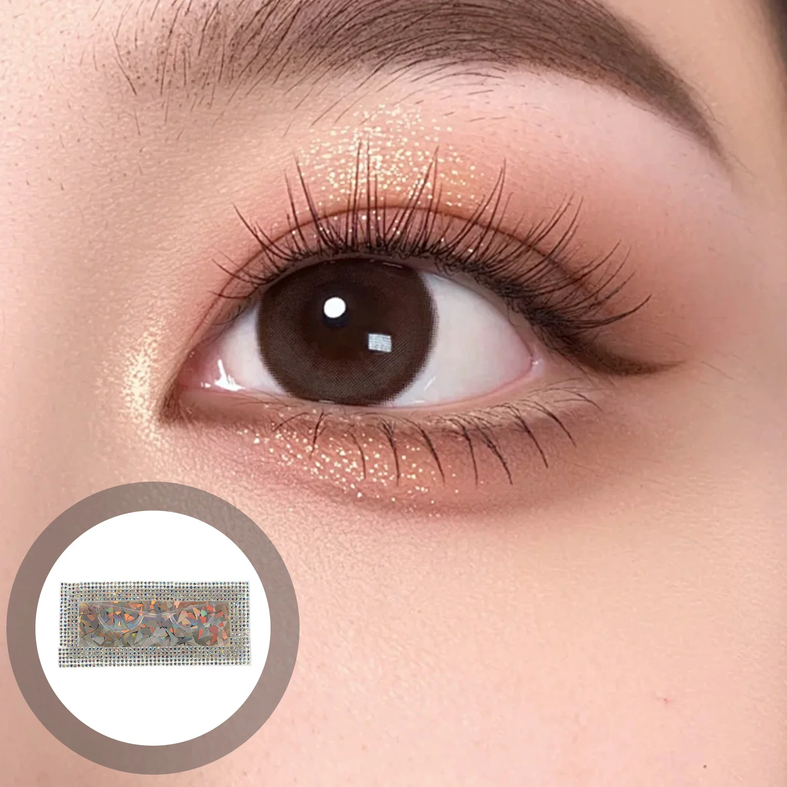 

Luxury Fake Eyelash Container with Pull Out Tray Adorned Rhinestones Protective Eyelash Holder for Storage Travel Use