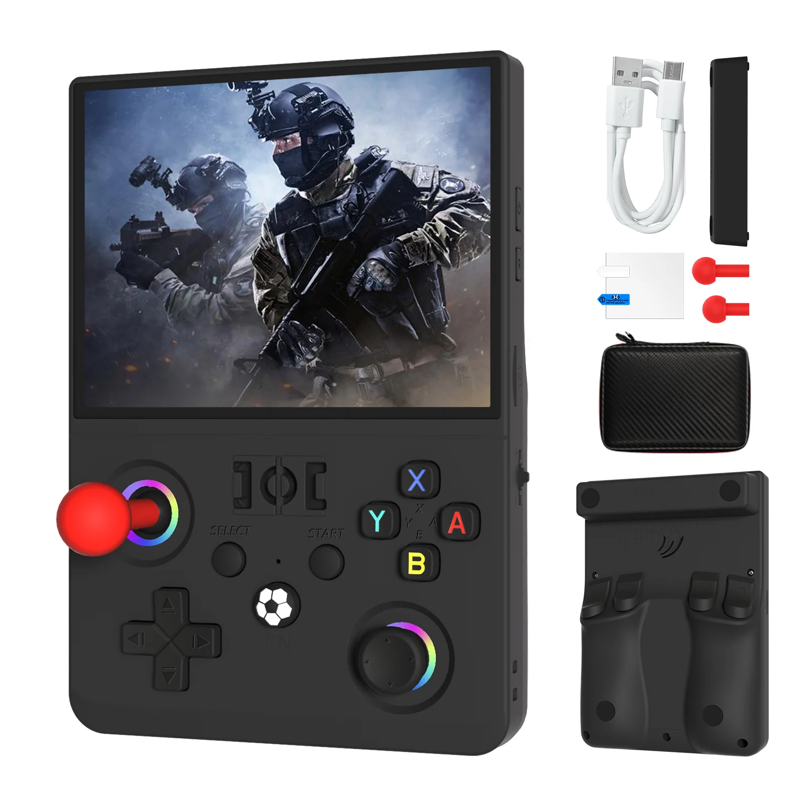 Neueste R36MAX Ⅱ 4,5 Zoll Retro Handheld-Spielkonsole 1024x768 IPS HD-Bildschirm Tragbares Open-Source-Linux-System mit 2*Joysticks