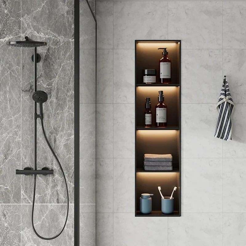 Stainless steel niche bathroom bathroom shower room titanium alloy finished product embedded metal niche cabinet rack