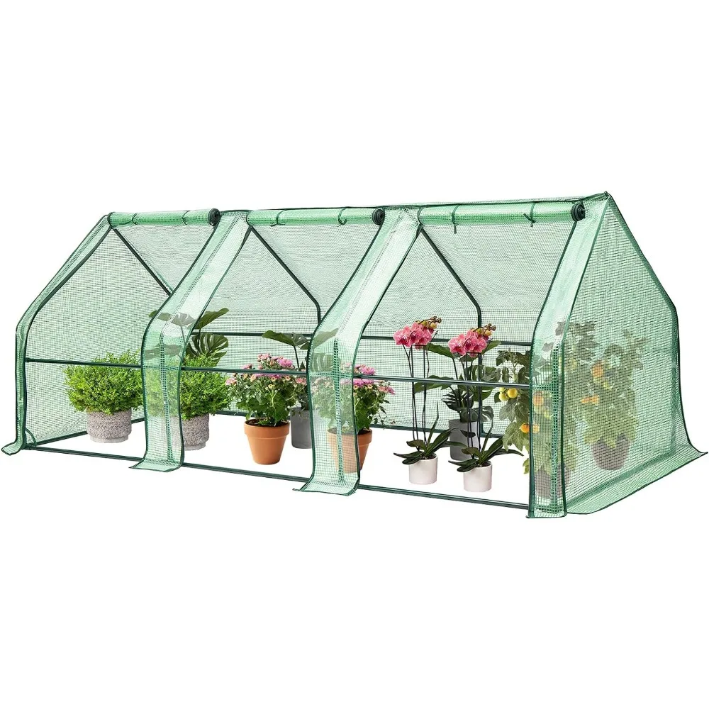 

Portable Mini Greenhouse Garden Cover with Roll-up Zipper Door, Tunnels Planting, Home, Free Shipping, 94x36x36 Inch