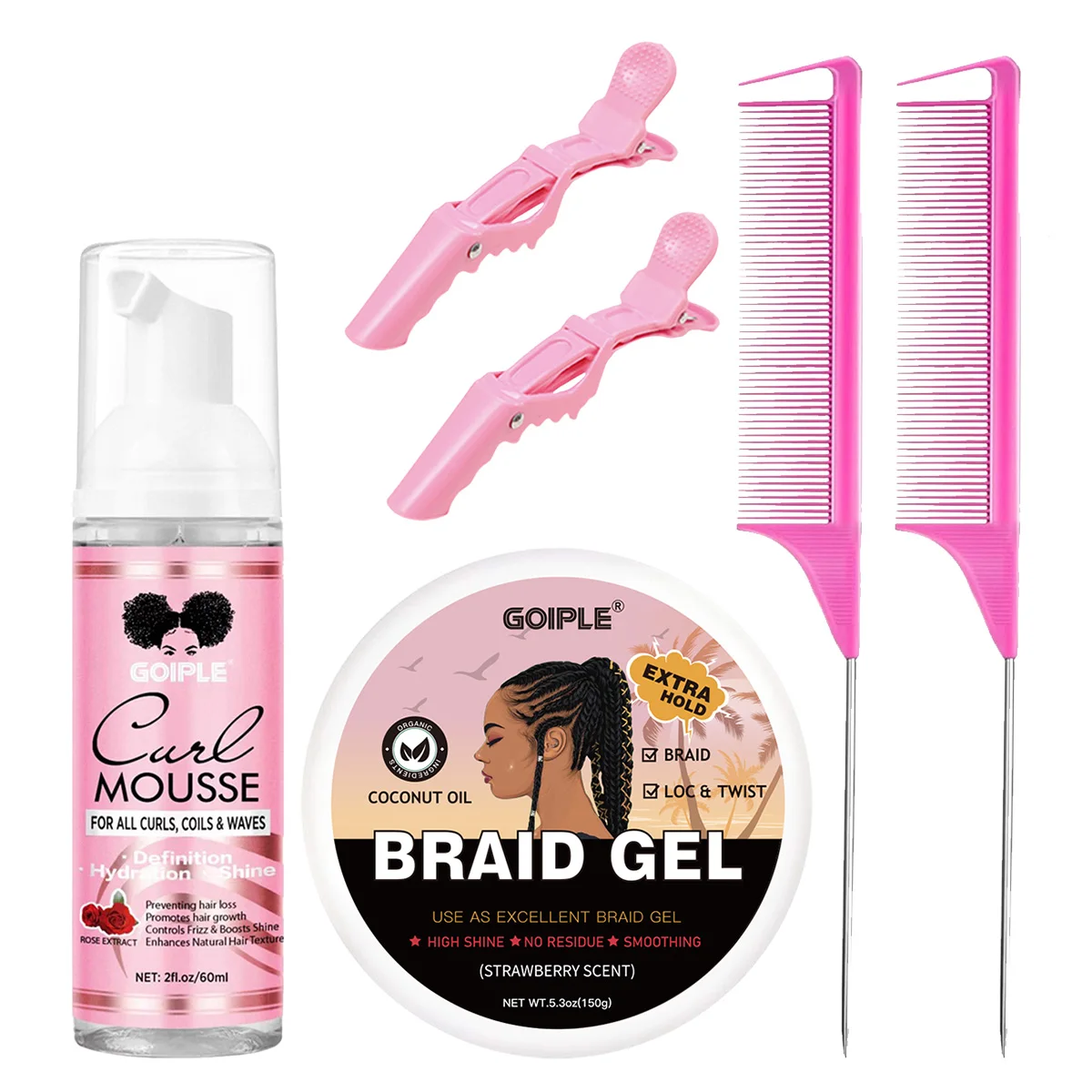 GOIPLE Curl Defining Mousse,Smoothing and Control Frizz Curl Mousse,Moisturizing Styling Product,Braiding Shaping High-Shine Gel