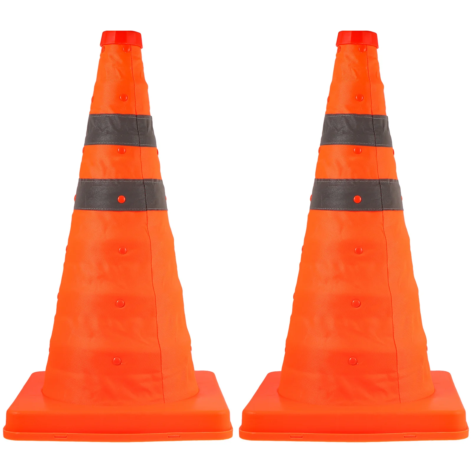 

2pcs Extendable Road Foldable Parking Cones Bright Orange Reflective Safety Marker Cones For Sports Training Highway Breakdowns