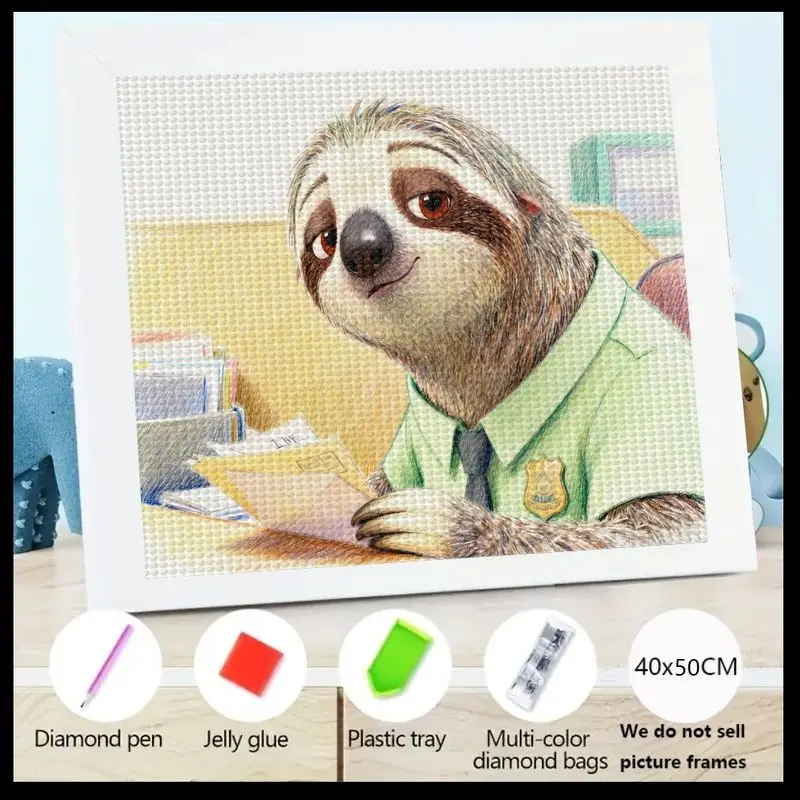 

1 шт., 5D полный дрель, набор для алмазной живописи, очаровательный мультяшный зуотопия, ленивец, вспышка, тема офисного работника, 40x50 см, большой полный охват D