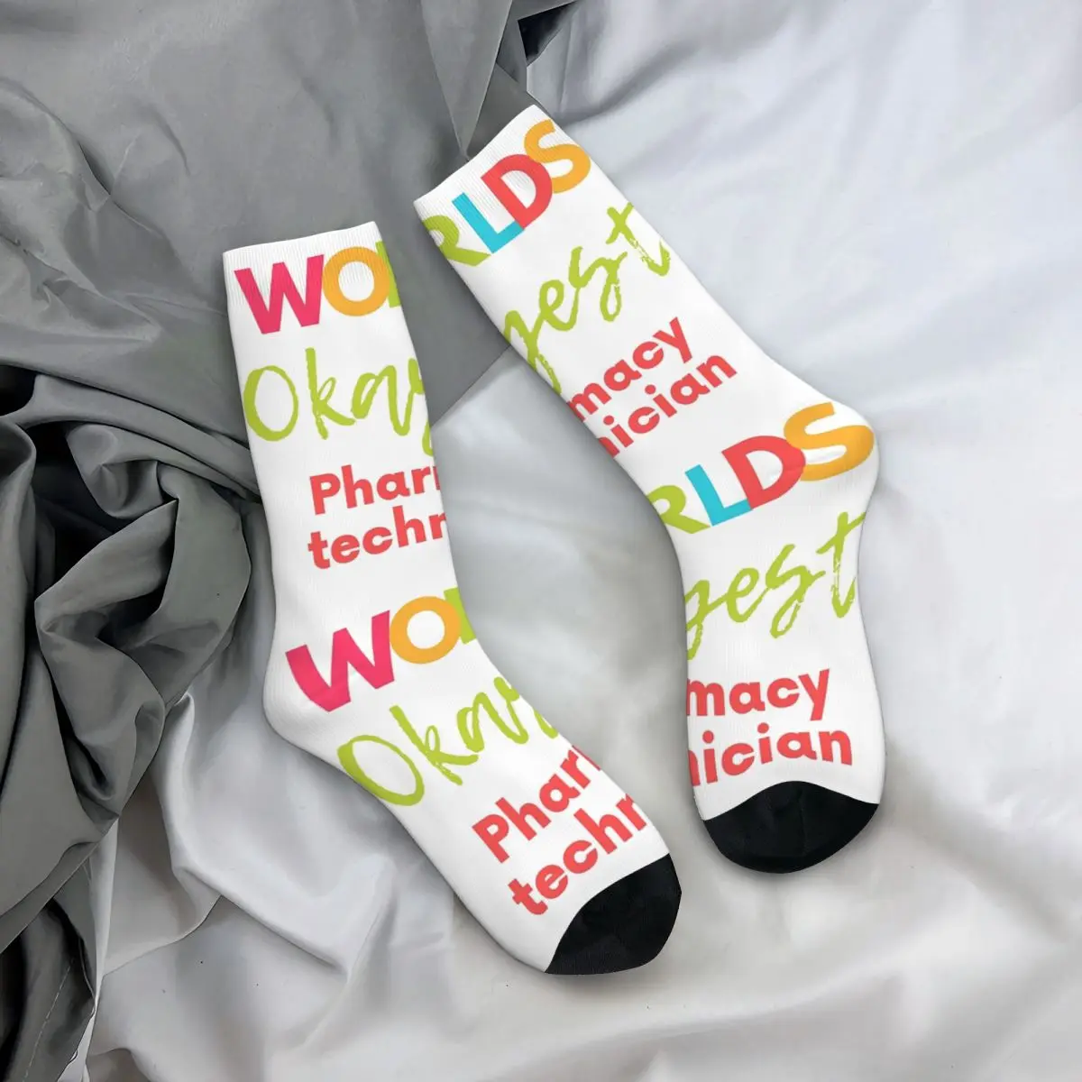 

World's Okayest Pharmacy Technician Socks Harajuku High Quality Stockings All Season Long Socks for Unisex Christmas Gifts