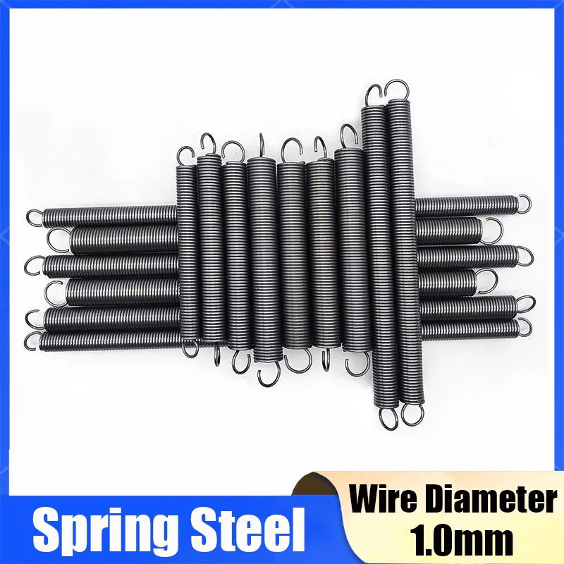 10Pcs Spring Steel Open Hook Tension Spring Wire Diameter 1.0mm With O Hook Outer Diameter 6mm-12mm Extension Spring