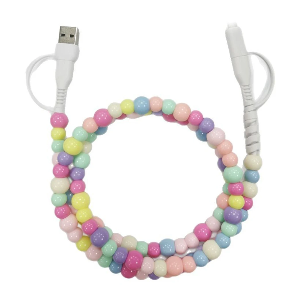 Acrylic Data Transmison Cable Type-c Charger Beaded Charging Cord For Various Devices USB C Charger 4 In 1 Fast Charging Cable