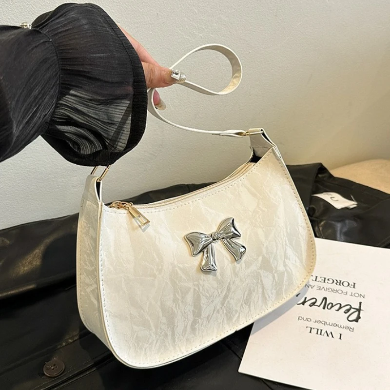 Sweet Fresh Small Bow Handbag for Women Trendy Underarm Shoulder Bag, Suitable for Daily Use, Outings, Dates, Parties, Gifts.