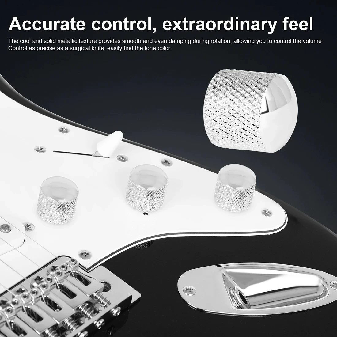 Miwayer Electric Bass Metal Volume Tone Control Knob Set Silver/Gold/Black 4PCS, Dome Style Wear-Resistant Rust Proof for Guitar view 6
