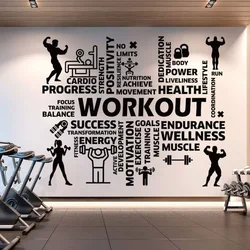 Workout Vinyl Gym Wall Decal Inspirational Words Fitness Collage Motivational Art Gym Studio Sign Sticker Removable Murals Z592