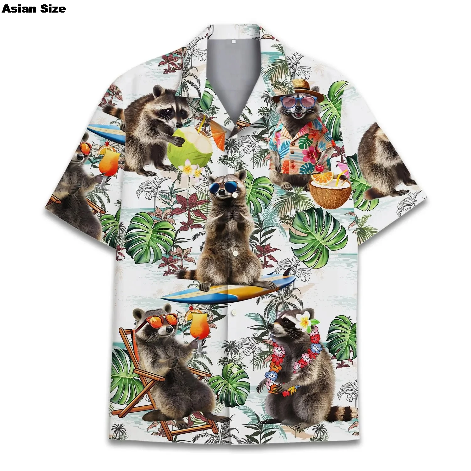 

Funny Raccoon 3D Print Shirts For Men Hawaiian 2025 Short Sleeve Lapel Blouse Women Kids Summer Holiday Short Sleeved Shirt