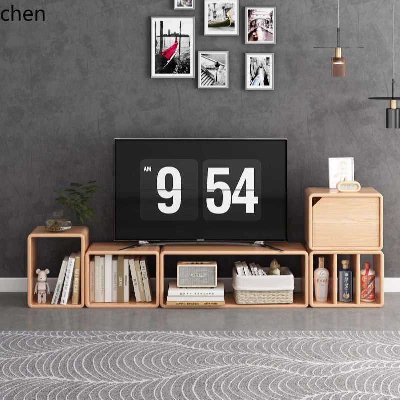 ZMLSolid Wood Bookshelf Living Room Combination Cabinet Floor Home Wall-Mounted