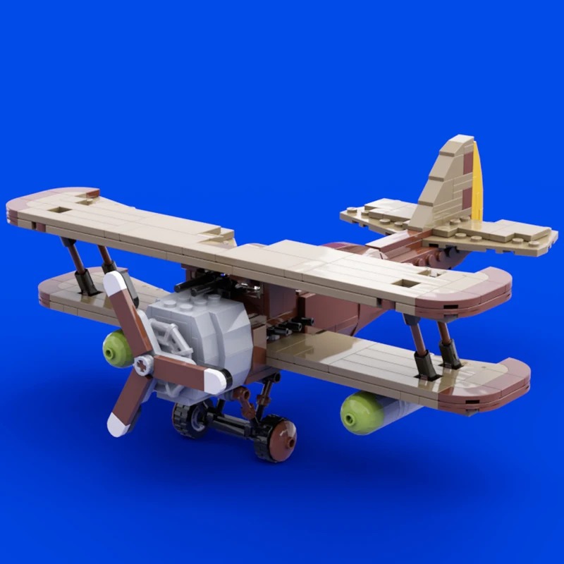 NEW 424PCS WW1 Military MOC biplane aircraft model DIY creative ideas high-tech Child Toy airvehicle Plane Blocks Christmas gift