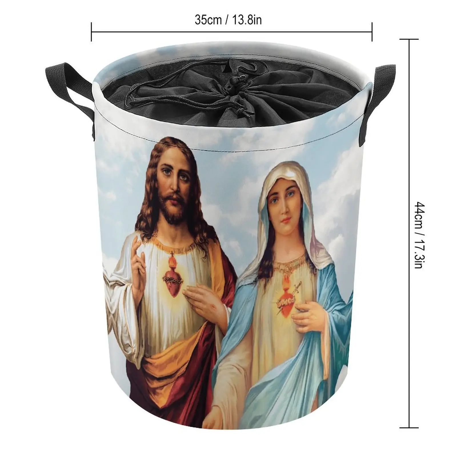 Storage Box Sacred And Immaculate Hearts   III (Jesus And Large Capacity Top Quality Laundry Basket Lifting Hand Can Be Folded S