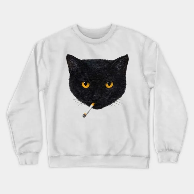 

Autumn and Winter Edgy Cat Tribute Sweatshirt, "Cool Black Cat Graphic" for A Trendy Look
