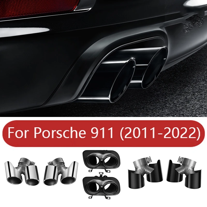 For Porsche 991 911 2011-2017 2018 2019 2020 2021 Car Exhaust Tailpipe Muffler Tube Tip Pipe Silencer Nozzle Trim Accessories