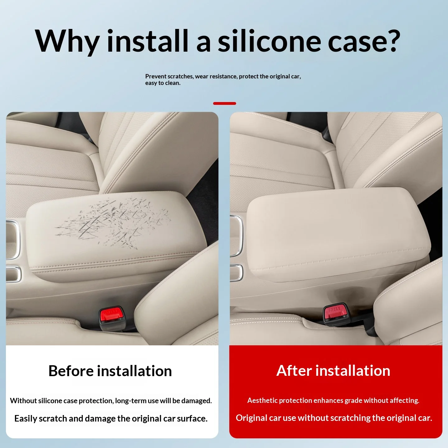 Fit For Wuling Bingo S Car Silicone Armrest Box Cover Anti Scratch Anti Dirty Leather Pad Interior Modification