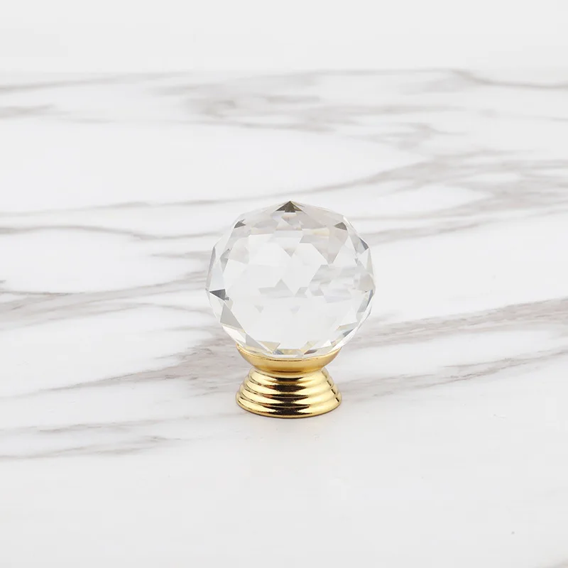 1pcs  Single Hole 30MM Crystal Glass Ball Handle Handle European Cabinet Door Drawer Handle Furniture Hardware Accessories