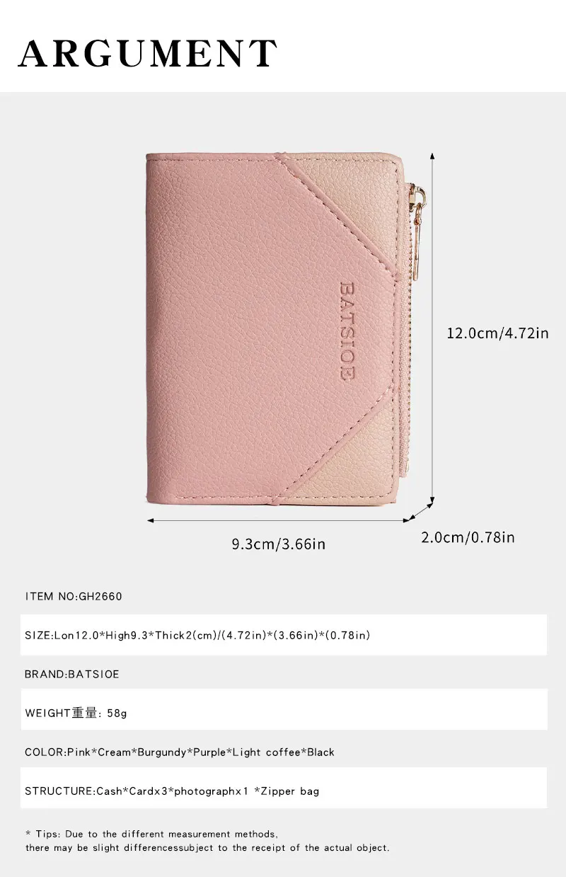 محفظة بسحاب جانبي عصري، حامل بطاقات طازج، نمط جامعي، ثنائي الطي، عصري، ملون، بسيط، محفظة نسائية، ht · #5