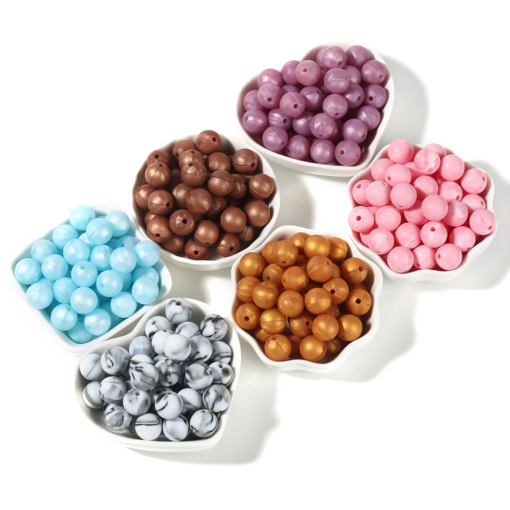 50Pcs Bottled Silicone Round Beads Baby Teething Beads 12mm Safe Food Grade Nursing Chewing Teether Jewelry Making Accessories