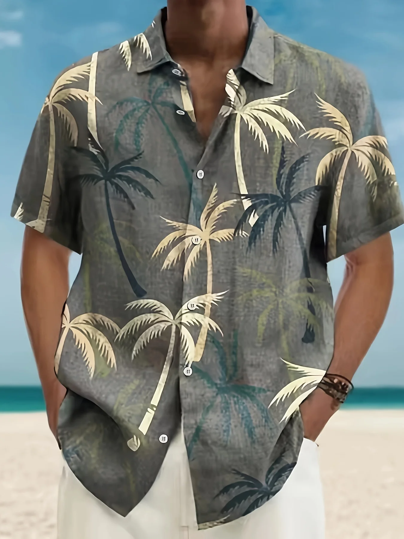 

Retro Coconut Tree Graphic Print Hawaii Shirts Mens Buttons Blouse Men Casual Harajuku Blouse Man Blouse Shirts Fashion Shirt
