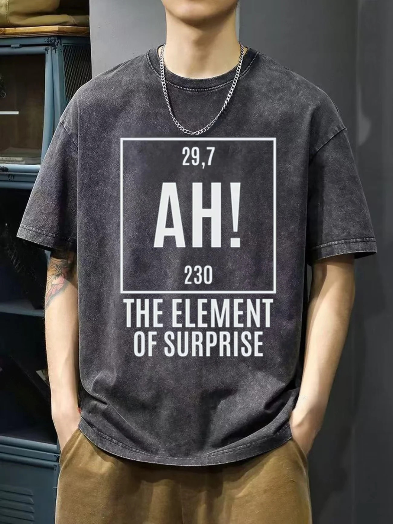 Project Hail Mary AH! Element of Surprise Ryland Grace Chemistry Joke Vintage Washed T Shirt Men's Women Cotton Tee  Summer top