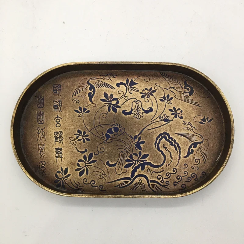 

Pure Copper Plate Handmade Painted Antique Copper Tea Tray Tray Home Office Tea Ceremony Decorative Crafts Ornaments