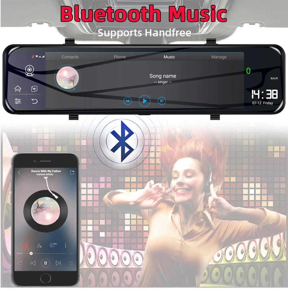 Zimtop 2021 New 12" Car Rearview Mirror 4G Android 8.1 Dash Cam GPS Navigation ADAS Full HD 1080P Car Video Camera Recorder DVR