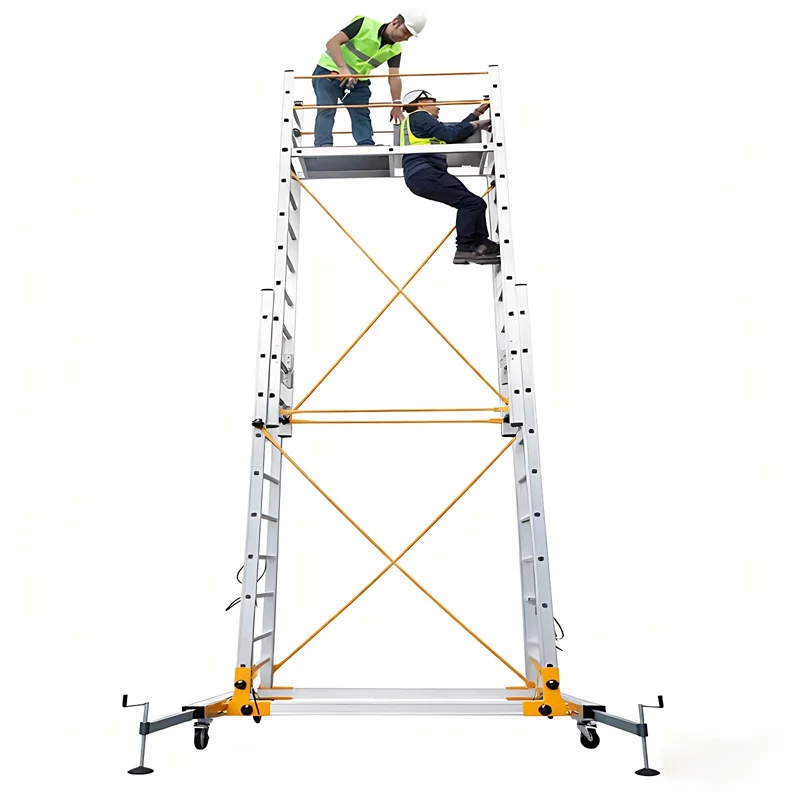 Adjustable Aluminum Mobile Scaffolding with Outriggers Portable Platform Ladder for Construction