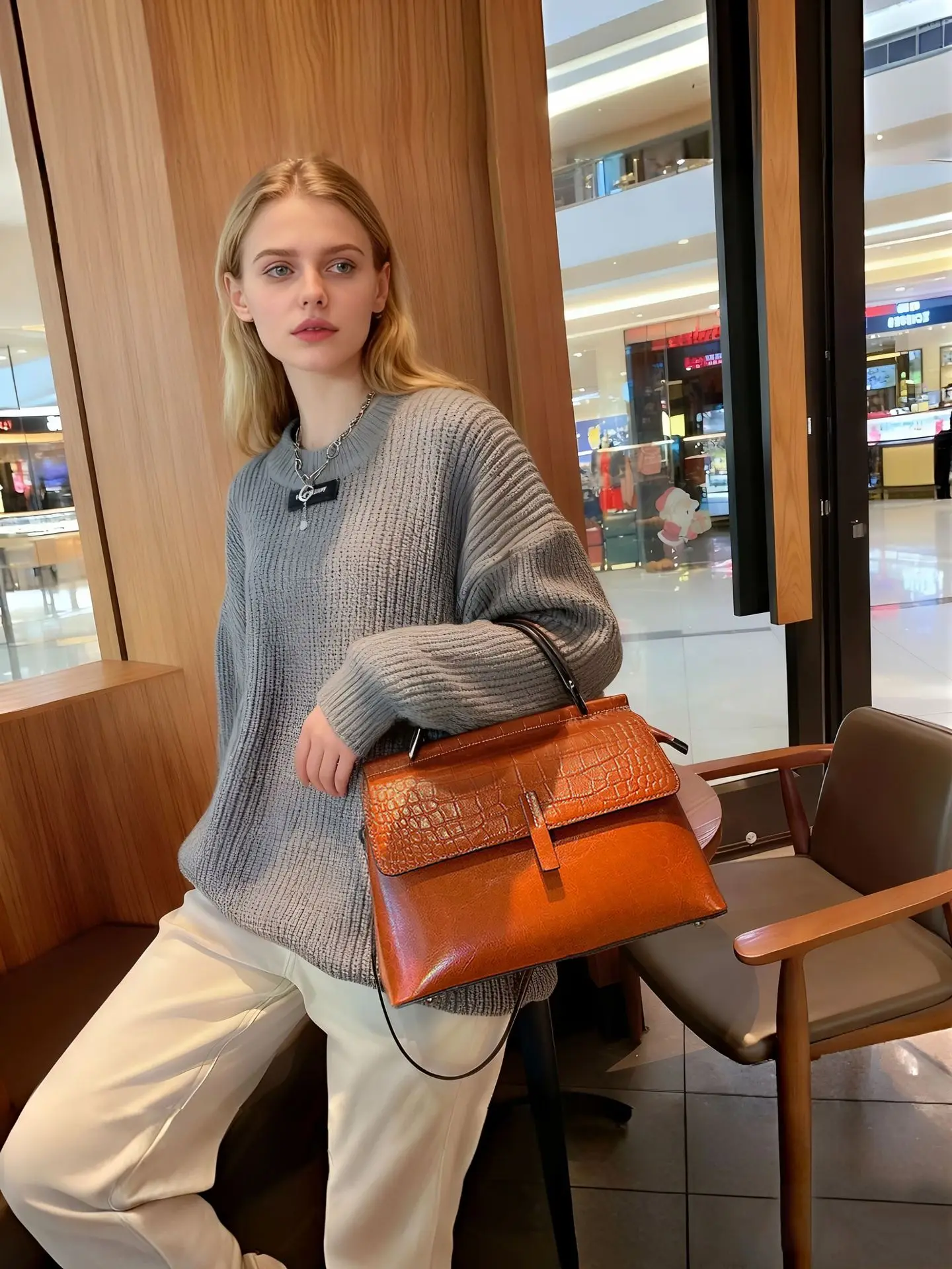 حقيبة يد من الجلد الطبيعي لعام 2025 للنساء، حقيبة كتف بمقبض علوي عتيق وحزام قابل للتعديل، محفظة كروس، واسعة ومتعددة الاستخدامات #4