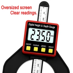 Digital Depth Gauge LCD Height Gauges Calipers With Magnetic Feet with Three Measurement Units Locking Screw for Woodworking