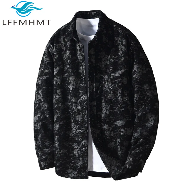 

Z789 Мужская свободная повседневная рубашка в стиле ретро с длинными рукавами, осенне-зимняя модная подростковая свободная посадка с принтом, винтажная блузка, топы, мужские пальто