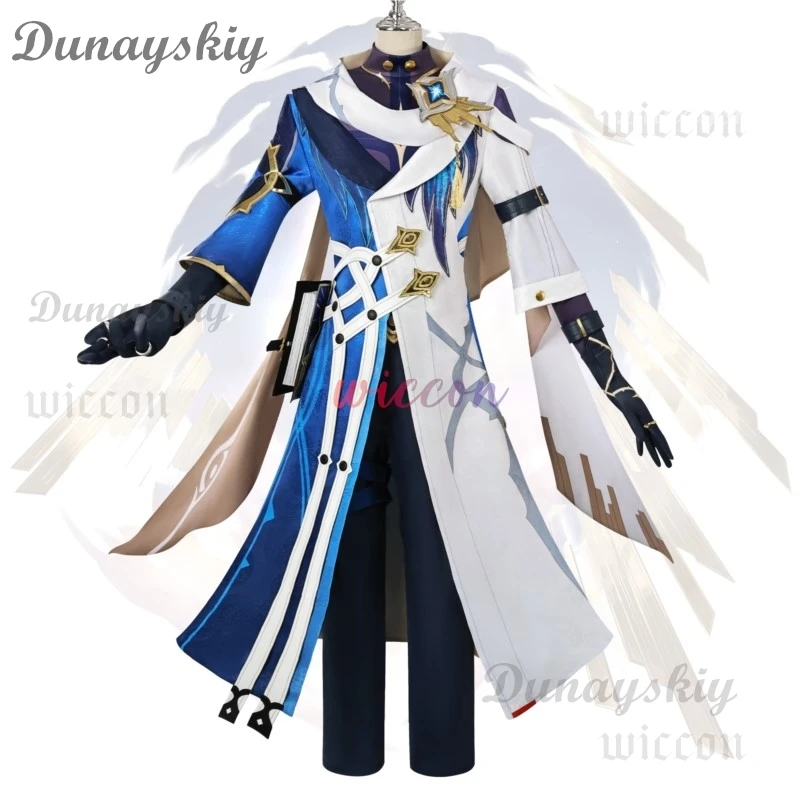 Honkai Star Rail New Skins Sunday Cosplay Costume Wig Uniform Blue White Coat Earrings Shoes Halloween Party Women Men Props