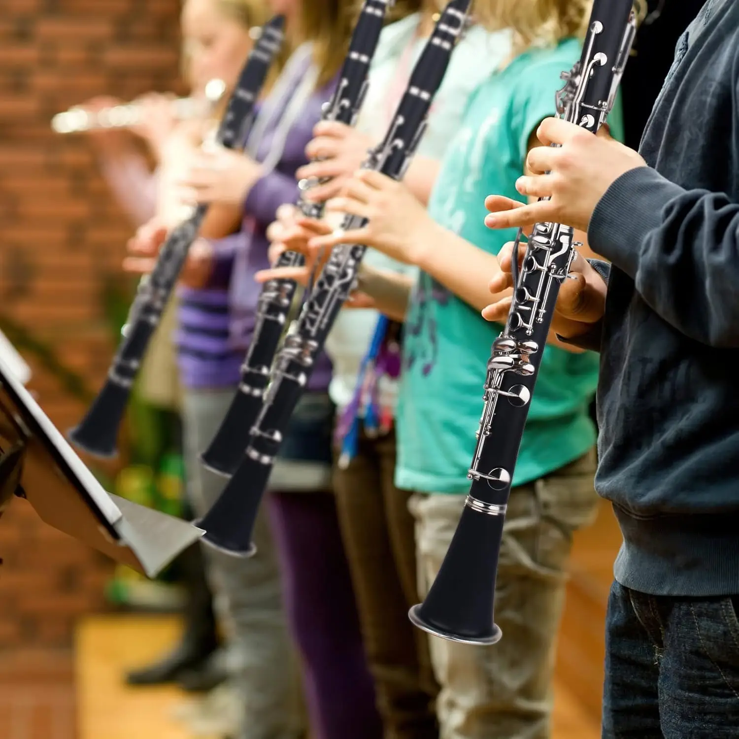 SLADE Black Clarinet Bb Flat Clarinet 17 Nickel Key Clarinet for Beginners Comes with 2 Gun Barrels Hard Shell and Cleaning Kit