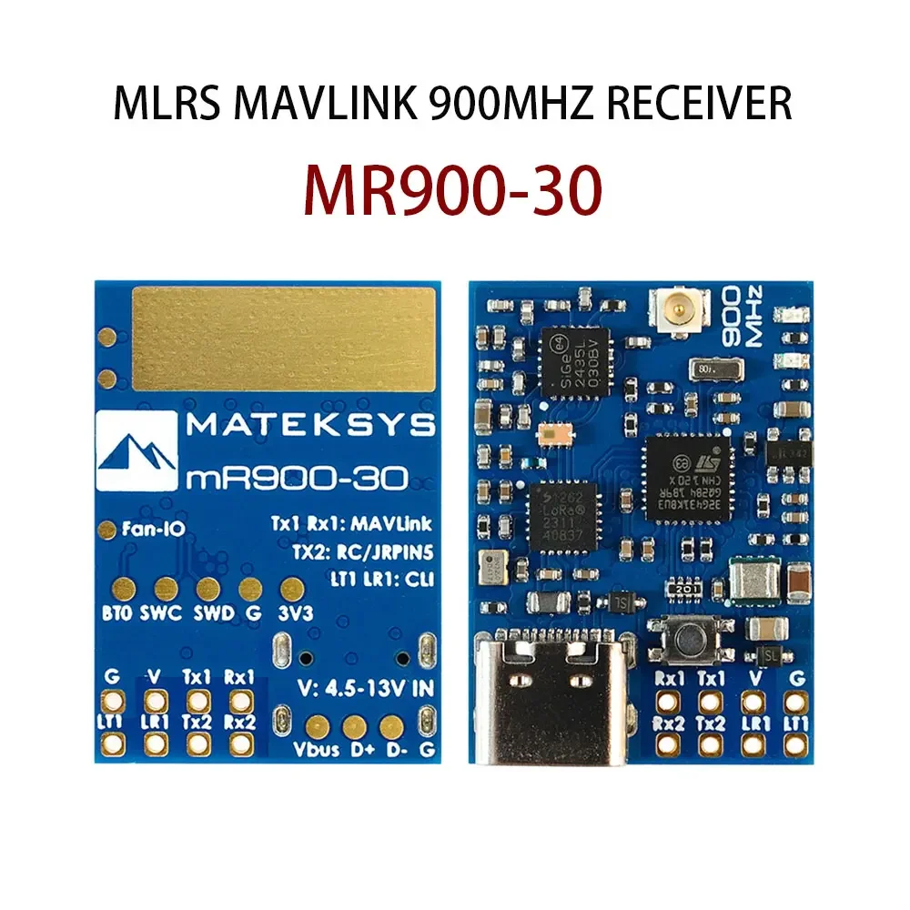 MATEK MATEKSYS MR900-30 RX TCXO MLRS MAVLINK 900MHZ 868MHz 915MHz FCC RECEIVER 30 dBm RF power For Long Range FPV RC Moder