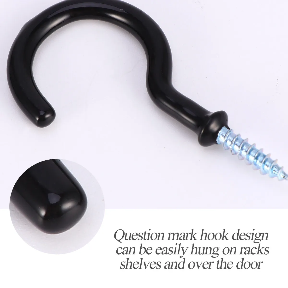 Question mark cup hook for kitchen users to save space with carbon steel 24 pcs black