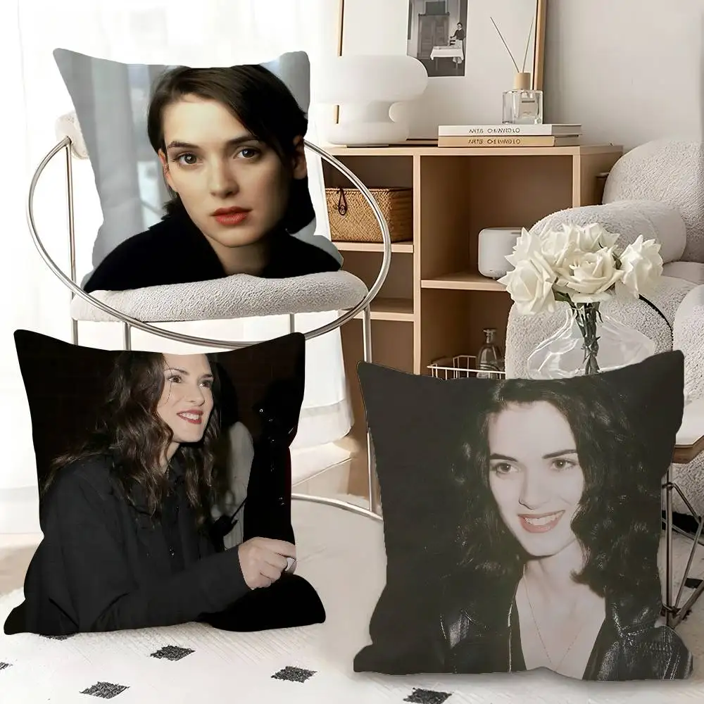 1pc Actor W-Winona R-Ryder Pillow Case Fashion Square Pillowcase Bedroom Sofa Room Ins Decoration Leisure