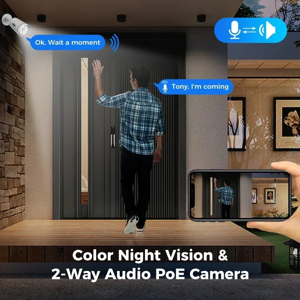 Ai Smart Face Recognition Security NVR Kit di monitoraggio video Sistema di telecamere CCTV esterno 8CH 4K 8MP