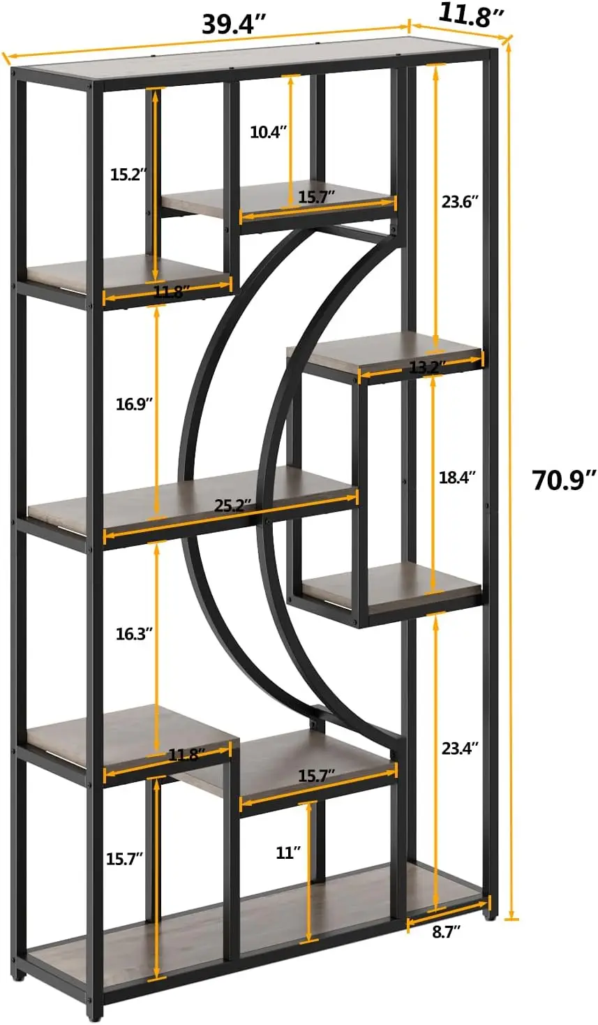 70.8 in Tall Book Shelf for Living Room, Set of 2 Display Shelves with 18 Open Storage Shelves, 79 in Wide,Gray Wash